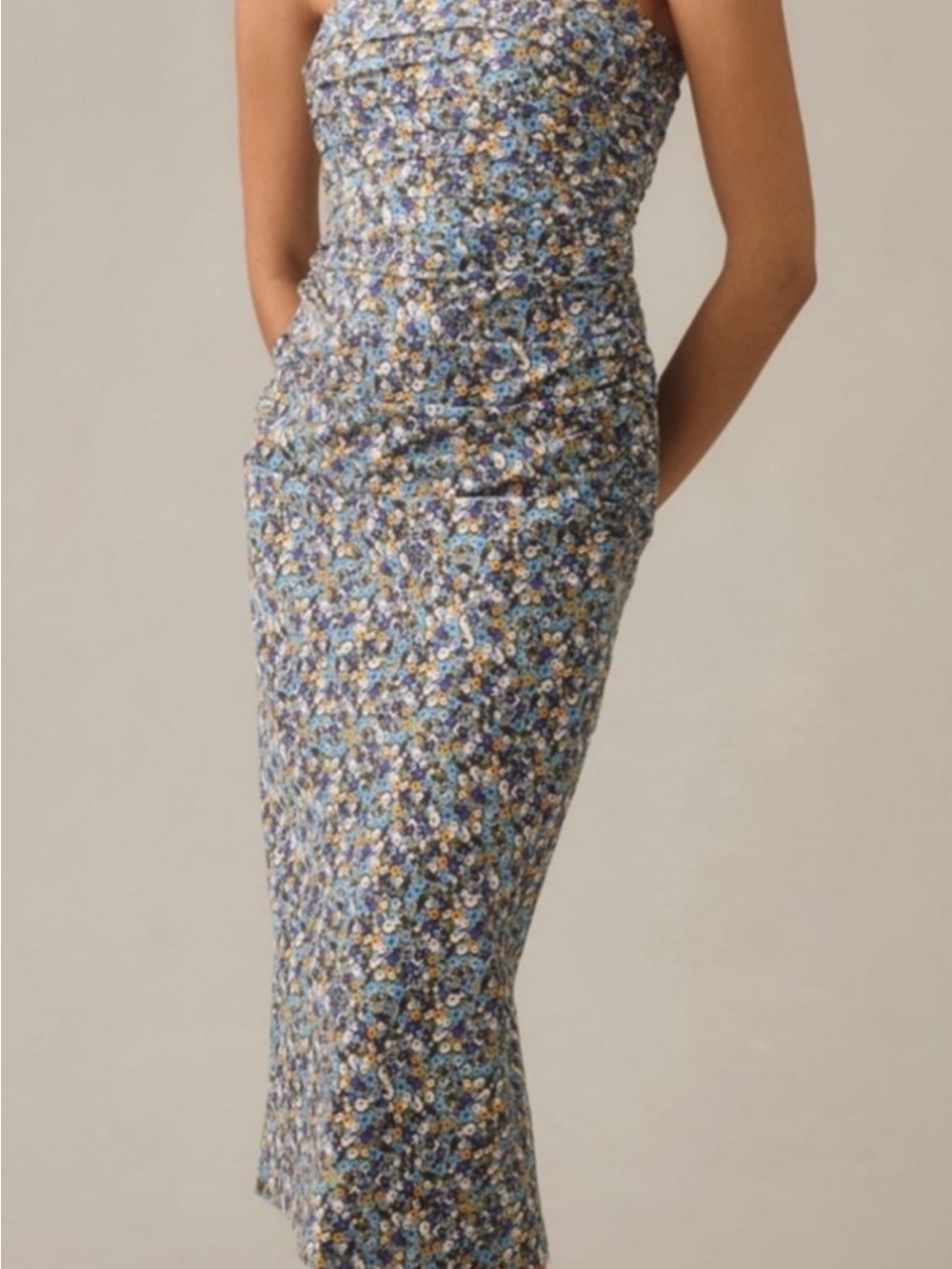 Anthropologie Blue Floral Midi dress